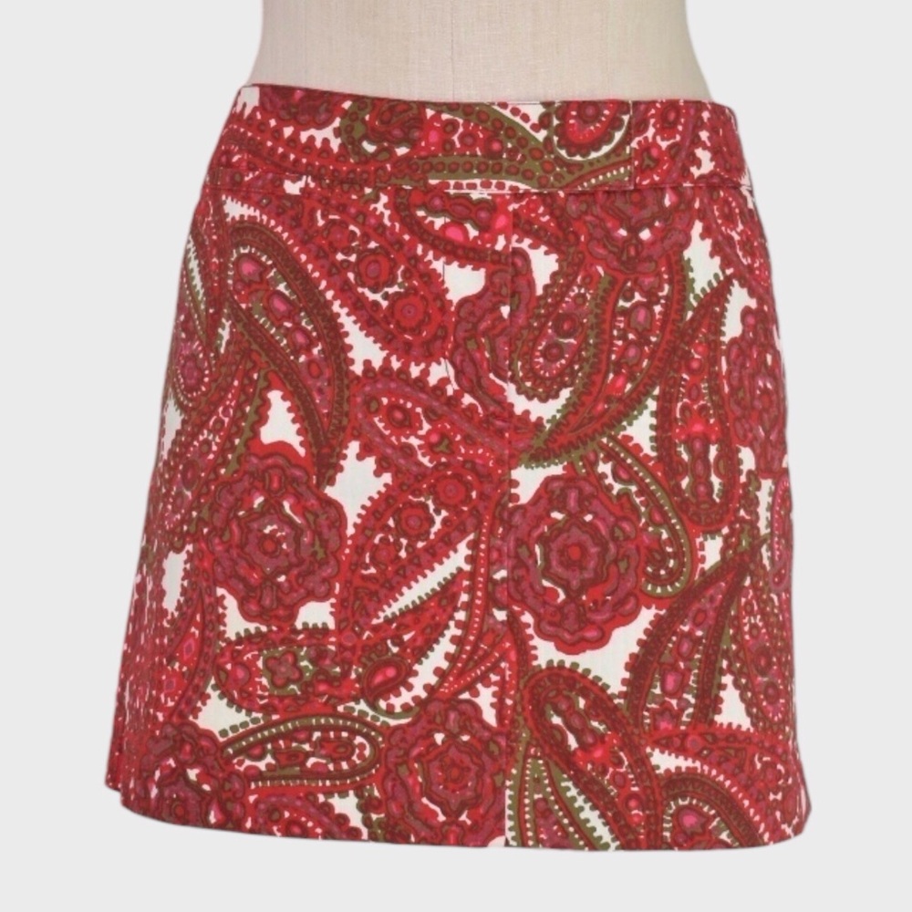 J Crew Paisley Stretch Cotton Mini Skirt